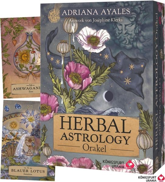 Herbal Astrology Orakel: 55 Karten mit Botschaften und Anleitungen: Stülpdeckelschachtel mit Goldprägung, Astrologie Orakelkarten, für moderne Grüne Hexen/Green Witches, Deutsch