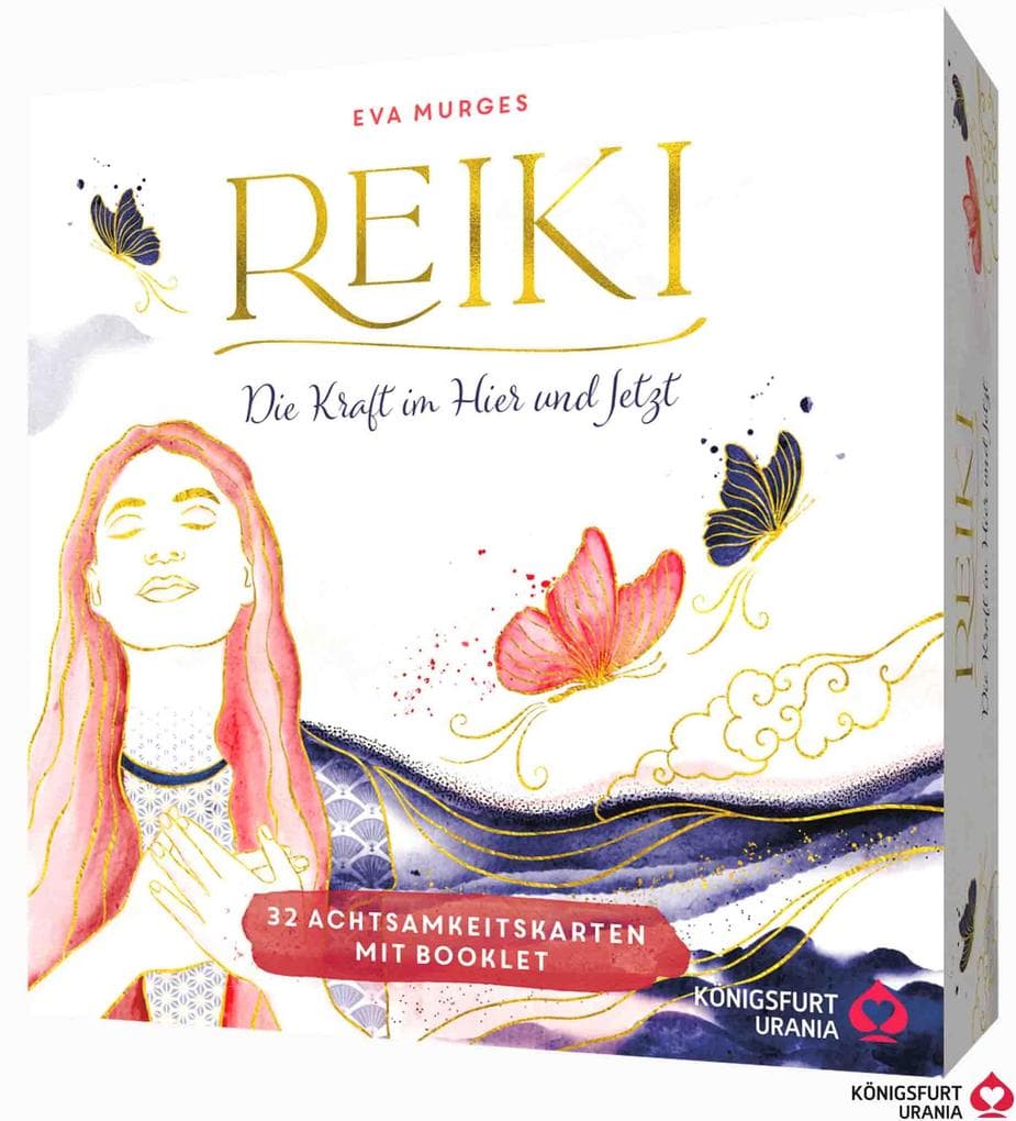 Reiki - Die Kraft im Hier und Jetzt: 32 Achtsamkeitskarten mit Goldfolie und Goldschnitt, Stülpdeckelschachtel mit Goldprägung und 144-seitiges Buch: Dein innerer Kompass