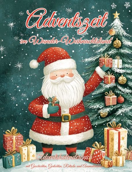 Adventszeit im Wunder-Weihnachtsland: Adventskalenderbuch mit Geschichten, Gedichten, Rätseln und Ausmalbildern