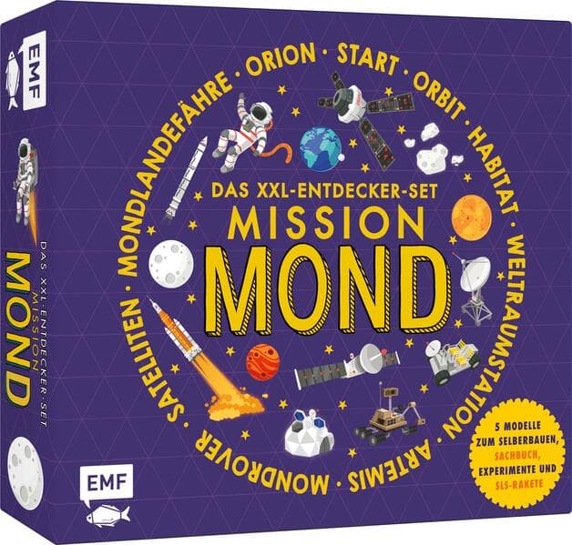 Das XXL-Entdecker-Set - Mission Mond: 5 Modelle zum Selberbauen, Sachbuch, Experimente und Rakete: Erfahre alles über ein Leben auf dem Mond und baue das Raumschiff Orion, einen Mondrover u.v.m