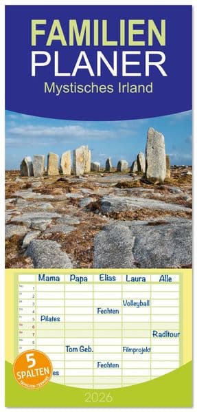 Familienplaner 2026 - Mystisches Irland mit 5 Spalten (Wandkalender, 21 x 45 cm) CALVENDO: Fotografien aus Irland von Markus Helfferich