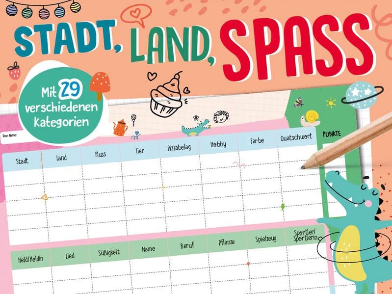 Stadt, Land, Spaß - Spieleblock: Mit 29 verschiedenen Kategorien