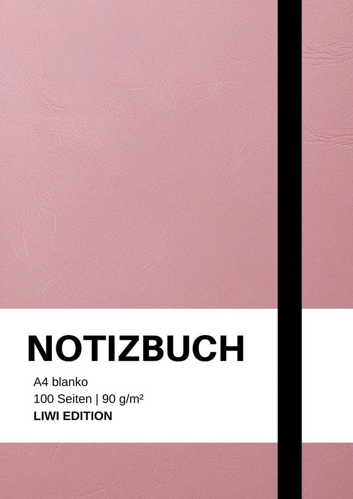 Notizbuch A4 blanko rosa - 100 Seiten Soft Cover - FSC Papier: Notebook A4 weißes Papier unliniert - 90g/m²