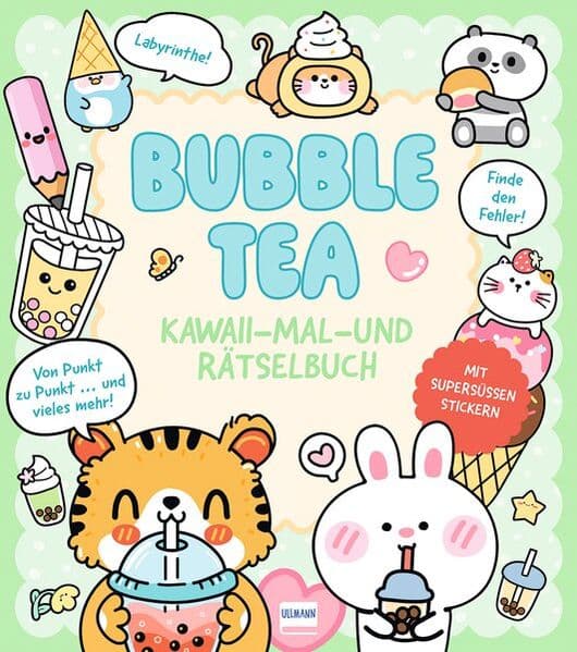 Bubble Tea | Kawaii - Mal-und Rätselbuch: Süßes Mal- und Rätselbuch im Kawaii-Stil mit Bubble-Tea-Motiven - Mit Stickern, Labyrinthen, Ausmalbildern und Kreativspaß für Kinder ab 5 Jahren