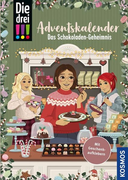 Die drei !!!, Das Schokoladen-Geheimnis: Adventskalenderbuch mit verschlossenen Seiten, 24 weihnachtlichen Rezept- und Geschenkideen und Geschenk-Stickern