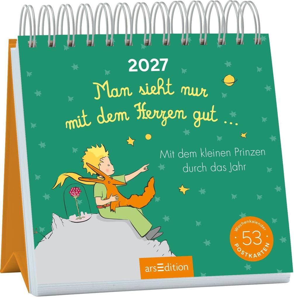 Postkartenkalender Man sieht nur mit dem Herzen gut ... 2027: Mit dem kleinen Prinzen durch das Jahr
