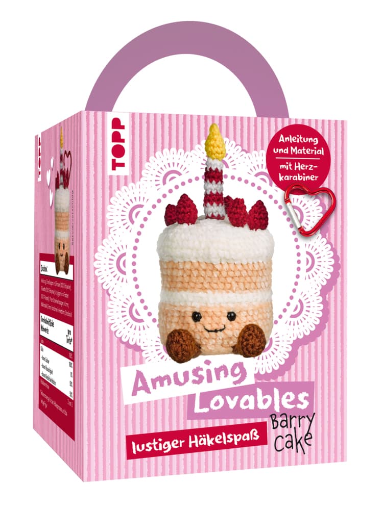 Amusing Lovables Häkelset Barry Cake: Anleitung, Chenillegarn, Häkelnadel, Füllwatte, Sicherheitsaugen, Karabiner