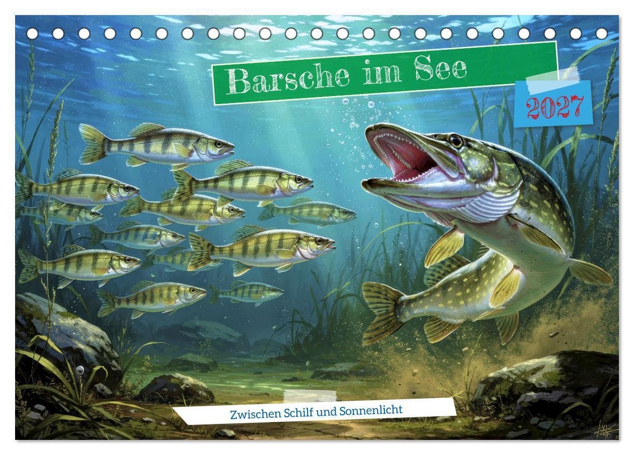 Barsche im See (Tischkalender 2027 DIN A5 quer), CALVENDO Monatskalender: Barsche gehören zu den aktivsten und charakteristischsten Raubfischen unserer Seen.