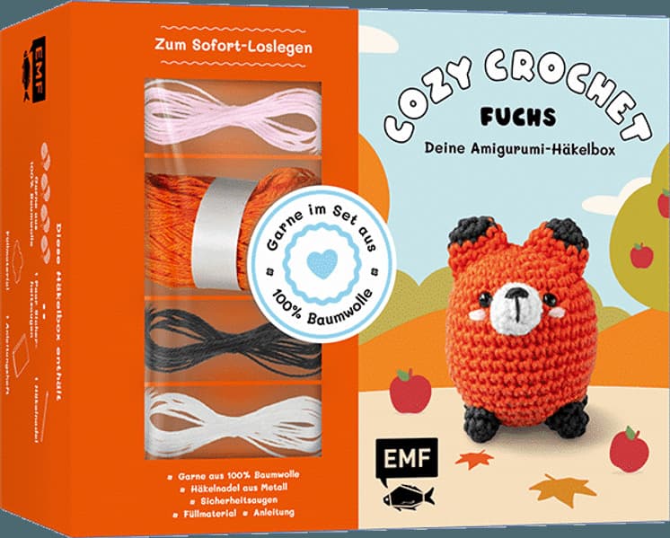 Cozy Crochet - Deine Amigurumi-Häkelbox: Fuchs: Mit Anleitungs-Booklet und allen Materialien: Garn (100% Baumwolle, 4 Farben), Häkelnadel, Füllwatte, Sicherheitsaugen. Für deine kreative Me-Time!