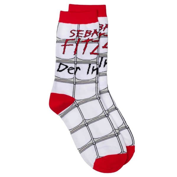 Sebastian Fitzek-Socken "Der Insasse" Größe 36-41: Socken (Größe 36-41) mit ikonischen Covermotiven - ideal als Geschenk