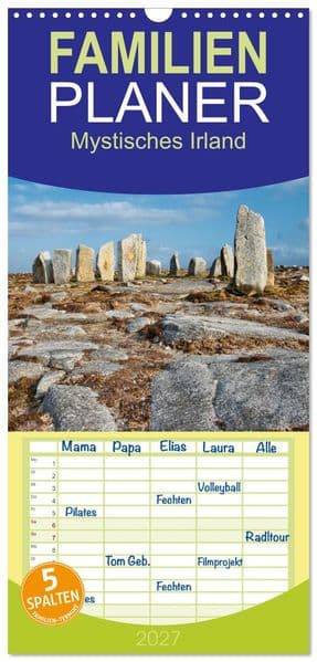 Familienplaner 2027 - Mystisches Irland mit 5 Spalten (Wandkalender, 21 x 45 cm) CALVENDO: Fotografien aus Irland von Markus Helfferich