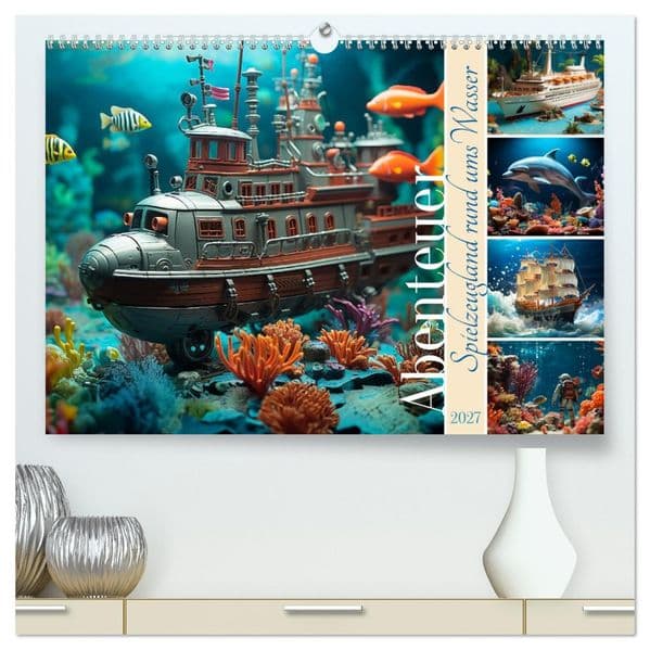 Abenteuer Spielzeugland rund ums Wasser (hochwertiger Premium Wandkalender 2027 DIN A2 quer), Kunstdruck in Hochglanz: Am, auf und unter dem Wasser gibt es viel zu entdecken
