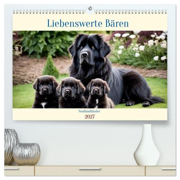 Neufundländer - Liebenswerte Bären (hochwertiger Premium Wandkalender 2027 DIN A2 quer), Kunstdruck in Hochglanz: Der Neufundländer ist eine der größten aber auch sanftesten Hunderassen