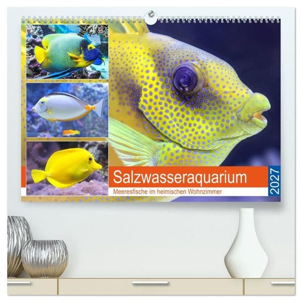 Salzwasseraquarium. Meeresfische im heimischen Wohnzimmer (hochwertiger Premium Wandkalender 2027 DIN A2 quer), Kunstdruck in Hochglanz: Traumhaft schöne Fische im Meerwasseraquarium