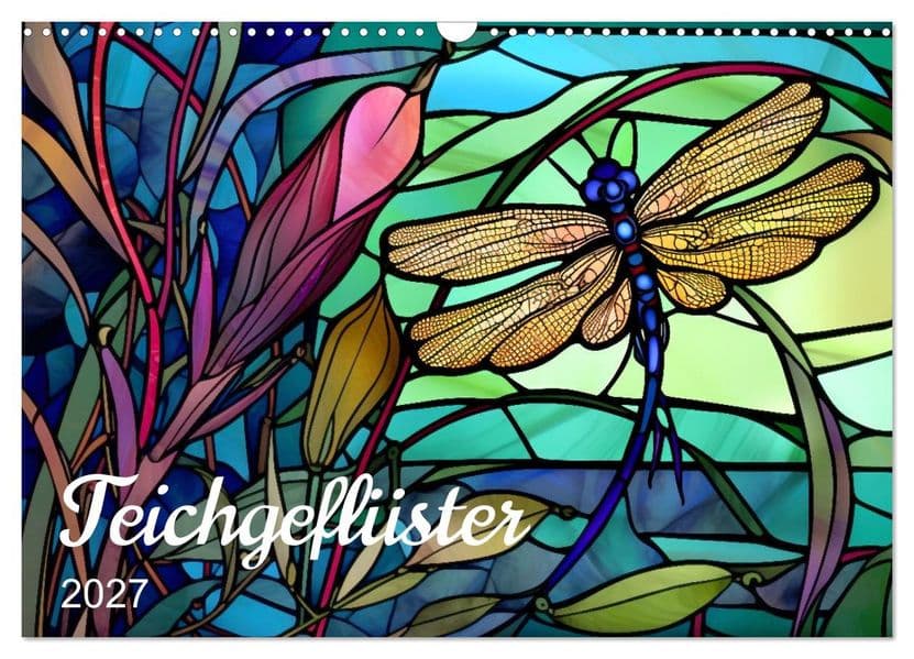 Teichgeflüster (Wandkalender 2027 DIN A3 quer), CALVENDO Monatskalender: Tiere am Teich in farbigem Glas