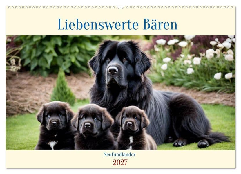 Neufundländer - Liebenswerte Bären (Wandkalender 2027 DIN A2 quer), CALVENDO Monatskalender: Der Neufundländer ist eine der größten aber auch sanftesten Hunderassen