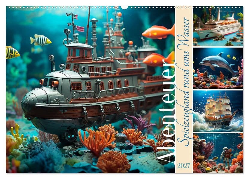 Abenteuer Spielzeugland rund ums Wasser (Wandkalender 2027 DIN A2 quer), CALVENDO Monatskalender: Am, auf und unter dem Wasser gibt es viel zu entdecken