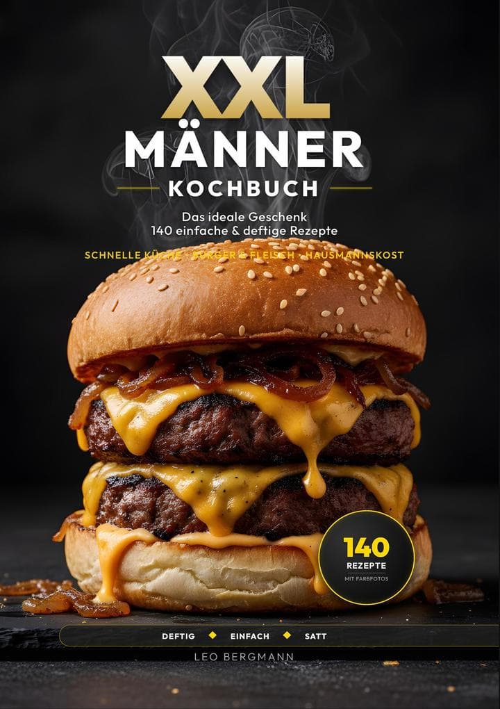XXL Männer-Kochbuch für Anfänger: 140 einfache & deftige Rezepte ohne Schnickschnack: Schnell, herzhaft & gelingsicher - Das große Rezeptbuch mit Nährwertangaben und Farbfotos