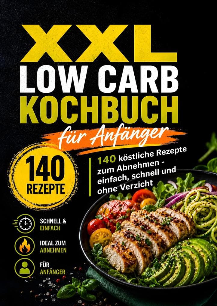 XXL Low Carb Kochbuch für Anfänger: 140 köstliche Rezepte zum Abnehmen - einfach, schnell und ohne Verzicht