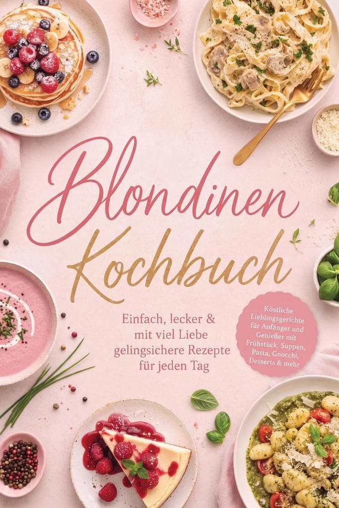 Blondinen Kochbuch: Einfach, lecker & mit viel Liebe - gelingsichere Rezepte für jeden Tag. Köstliche Lieblingsgerichte für Anfänger und Genießer mit Frühstück, Suppen, Pasta, Gnocchi, Desserts & mehr
