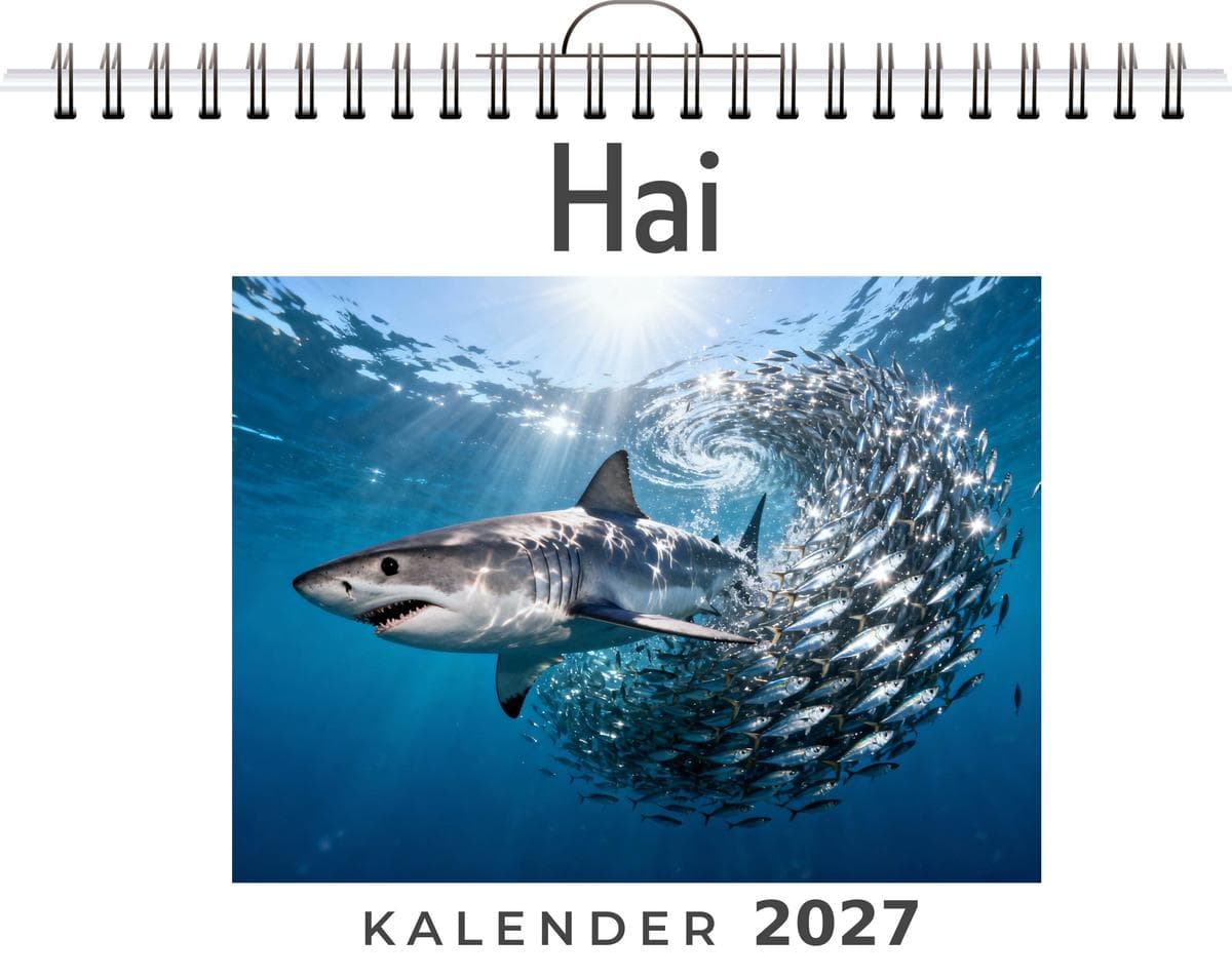 Hai: Wandkalender 2027, Kalender DIN A4 quer, Monatskalender im Querformat mit Kalendarium, das perfekte Geschenk
