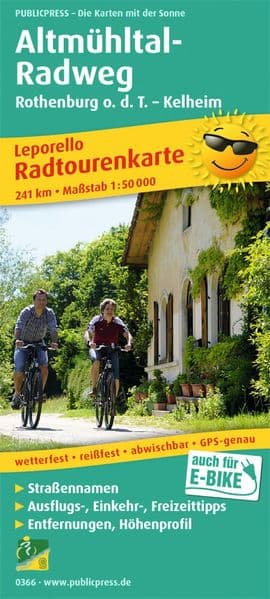 Radwanderkarte Altmühltal-Radweg, Rothenburg o. d. T. - Kelheim 1 : 50 000: Mit Ausflugszielen, Einkehr- & Freizeittipps